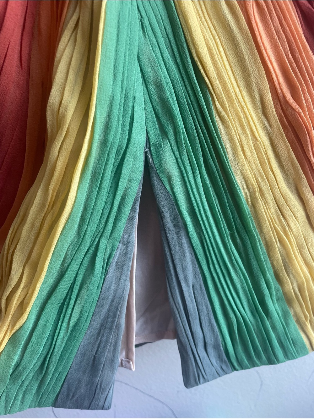 New Mandalay 100% Silk Beaded Rainbow Chevron Sleeveless Dress Multi Cocktail 4 - Picture 11 of 16